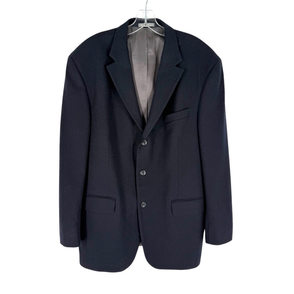Oscar De La Renta Cashmere Wool Blazer Mens Size 46R Navy 3-Button Sport Coat